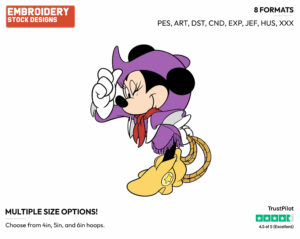 Cowgirl Minnie - Disney's Minnie Mouse - Embroidery Design in 3 sizes & 8 formats