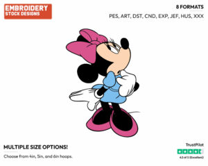 Puzzled Minnie - Disney's Minnie Mouse - Embroidery Design in 3 sizes & 8 formats