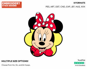 Minnie's Face - Disney's Minnie Mouse - Embroidery Design in 3 sizes & 8 formats