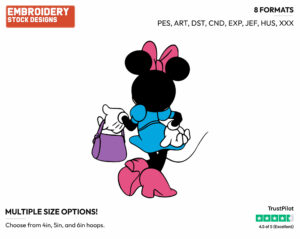 Minnie Mouse Holding Her Purse - Back View - Disney's Minnie Mouse - Embroidery Design in 3 sizes & 8 formats