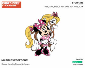 Minnie With Her Pony - Disney's Minnie Mouse - Embroidery Design in 3 sizes & 8 formats