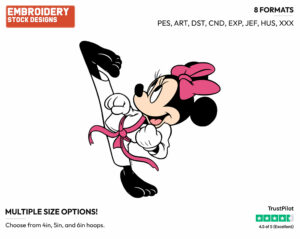 Practising Karate - Disney's Minnie Mouse - Embroidery Design in 3 sizes & 8 formats