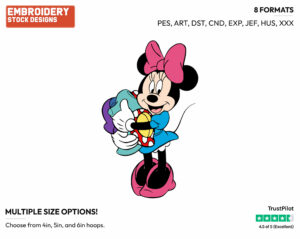 Minnie Mouse Holding Carrying Her Shoes - Disney's Minnie Mouse - Embroidery Design in 3 sizes & 8 formats