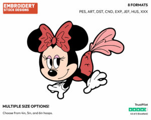 Mermaid Minnie - Disney's Minnie Mouse - Embroidery Design in 3 sizes & 8 formats