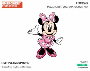 Cheerful Minnie - Disney's Minnie Mouse - Embroidery Design in 3 sizes & 8 formats