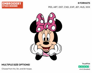 Minnie Mouse Holding Her Face In Her Hands - Disney's Minnie Mouse - Embroidery Design in 3 sizes & 8 formats