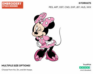 Minnie Winking - Disney's Minnie Mouse - Embroidery Design in 3 sizes & 8 formats