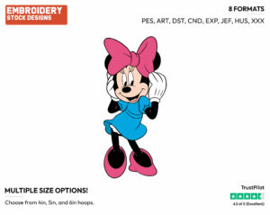 Minnie Adjusting Bow - Disney's Minnie Mouse - Embroidery Design in 3 sizes & 8 formats