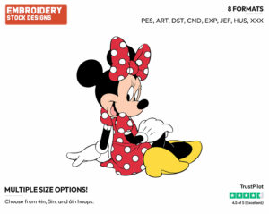 Minnie Back View - Disney's Minnie Mouse - Embroidery Design in 3 sizes & 8 formats