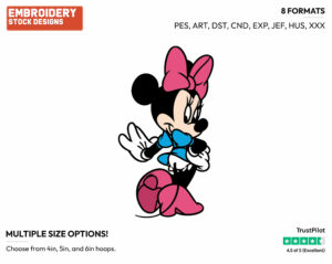 Back View Hand On Hip - Disney's Minnie Mouse - Embroidery Design in 3 sizes & 8 formats