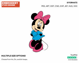 Standing With Hands Behind Back - Disney's Minnie Mouse - Embroidery Design in 3 sizes & 8 formats
