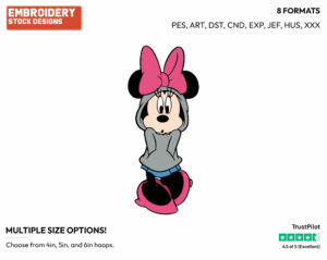 Wearing Sweatshirt - Disney's Minnie Mouse - Embroidery Design in 3 sizes & 8 formats