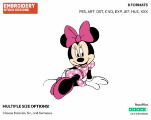 Relaxed - Disney's Minnie Mouse - Embroidery Design in 3 sizes & 8 formats