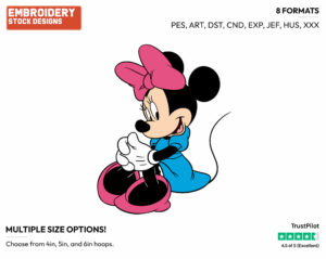 Sitting Down - Disney's Minnie Mouse - Embroidery Design in 3 sizes & 8 formats