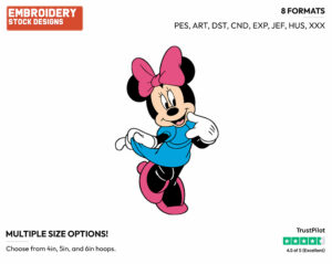 Curious - Disney's Minnie Mouse - Embroidery Design in 3 sizes & 8 formats
