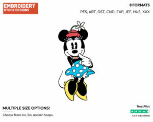 Cute Classic Minnie - Disney's Classic Minnie Mouse - Embroidery Design in 3 sizes & 8 formats