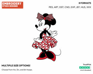 Classic Minnie Mouse Posing - Disney's Classic Mickey Mouse - Embroidery Design in 3 sizes & 8 formats