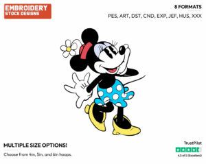 Classic Minnie - Disney's Classic Mickey Mouse - Embroidery Design in 3 sizes & 8 formats