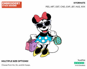Classic Minnie Shopping - Disney's Classic Mickey Mouse - Embroidery Design in 3 sizes & 8 formats