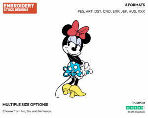 Classic Minnie Posing - Disney's Classic Mickey Mouse - Embroidery Design in 3 sizes & 8 formats