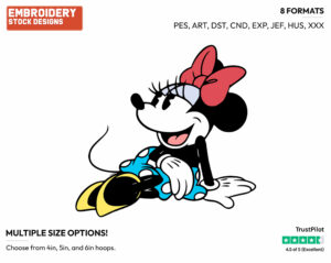 Classic Minnie Posing - Disney's Classic Mickey Mouse - Embroidery Design in 3 sizes & 8 formats