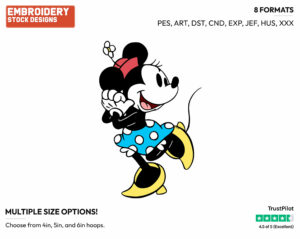 Romantic Minnie - Disney's Classic Mickey Mouse - Embroidery Design in 3 sizes & 8 formats