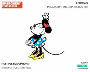 Smiling - Disney's Classic Mickey Mouse - Embroidery Design in 3 sizes & 8 formats
