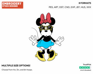 Wearing Sunglasses - Disney's Classic Mickey Mouse - Embroidery Design in 3 sizes & 8 formats