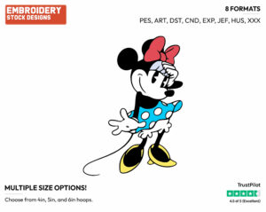 Classic Minnie - Disney's Classic Mickey Mouse - Embroidery Design in 3 sizes & 8 formats