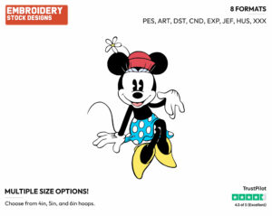 Classic Minnie - Disney's Classic Mickey Mouse - Embroidery Design in 3 sizes & 8 formats