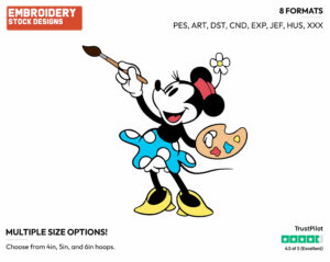 Painting - Disney's Classic Mickey Mouse - Embroidery Design in 3 sizes & 8 formats