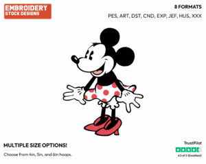 Classic Minnie - Disney's Classic Mickey Mouse - Embroidery Design in 3 sizes & 8 formats