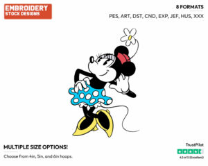 Elegant Minnie - Disney's Classic Mickey Mouse - Embroidery Design in 3 sizes & 8 formats