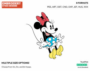 Surprised Minnie - Disney's Classic Mickey Mouse - Embroidery Design in 3 sizes & 8 formats