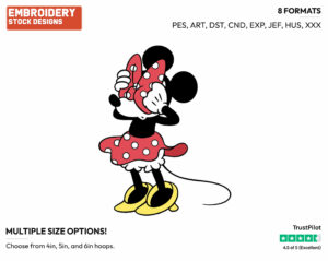 Minnie Red Polka Dot Bow - Disney's Classic Mickey Mouse - Embroidery Design in 3 sizes & 8 formats