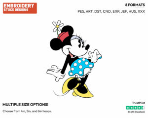 Classic Minnie - Disney's Classic Mickey Mouse - Embroidery Design in 3 sizes & 8 formats