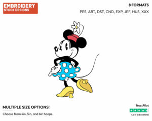 Classic Minnie - Disney's Classic Mickey Mouse - Embroidery Design in 3 sizes & 8 formats