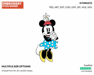 Cheerful - Disney's Classic Mickey Mouse - Embroidery Design in 3 sizes & 8 formats
