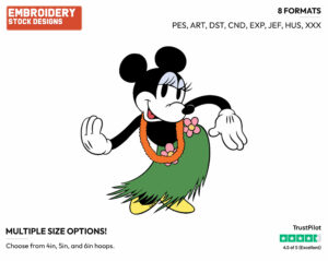Hula Dancing - Disney's Classic Mickey Mouse - Embroidery Design in 3 sizes & 8 formats