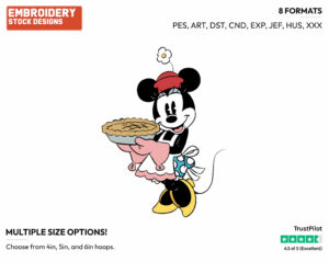 Holding A Pie - Disney's Classic Mickey Mouse - Embroidery Design in 3 sizes & 8 formats