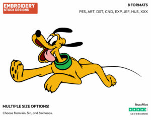 Pluto Running - Disney's Pluto - Embroidery Design in 3 sizes & 8 formats