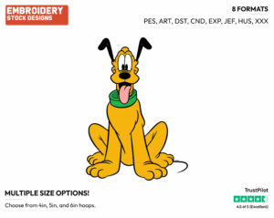 Pluto Sitting Down - Disney's Pluto - Embroidery Design in 3 sizes & 8 formats