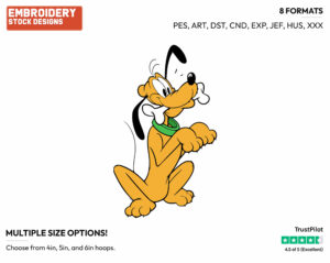 Pluto Holding A Bone - Disney's Pluto - Embroidery Design in 3 sizes & 8 formats
