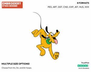 Pluto Running - Disney's Pluto - Embroidery Design in 3 sizes & 8 formats