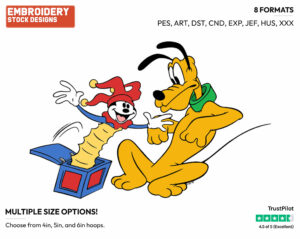 Pluto, Jack In The Box - Disney's Pluto - Embroidery Design in 3 sizes & 8 formats