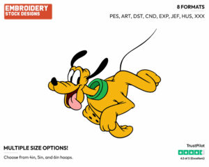 Pluto Running - Disney's Pluto - Embroidery Design in 3 sizes & 8 formats
