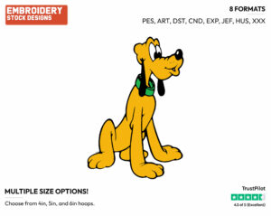 Pluto - Disney's Pluto - Embroidery Design in 3 sizes & 8 formats