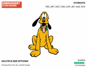 Happy Pluto - Disney's Pluto - Embroidery Design in 3 sizes & 8 formats