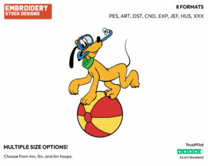Pluto On The Beach - Disney's Pluto - Embroidery Design in 3 sizes & 8 formats