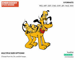 Pluto, Puppies - Disney's Pluto - Embroidery Design in 3 sizes & 8 formats